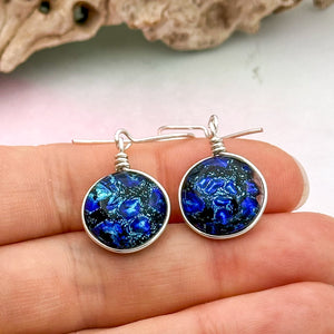 Lot1 de 9  Boucles d'oreilles en verre dichroique