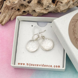 Boucles d'oreilles transparente argenté en verre dichroique - technique Murano