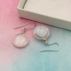 Boucles d'oreilles transparente argenté en verre dichroique - technique Murano
