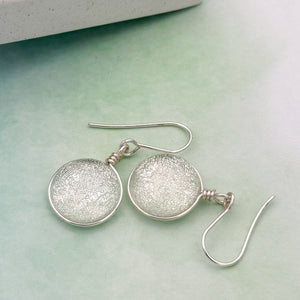 Boucles d'oreilles transparente argenté en verre dichroique - technique Murano