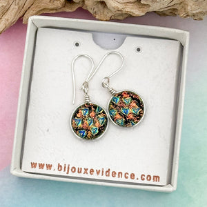 Boucles d'oreilles en verre de Murano martelé couleurs chaudes