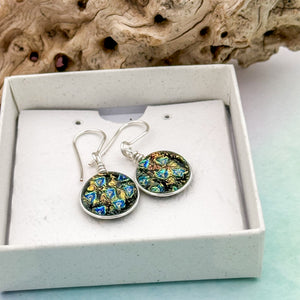 Boucles d'oreilles en verre de Murano martelé couleurs chaudes
