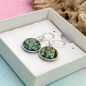 Boucles d'oreilles en verre de Murano martelé couleurs chaudes