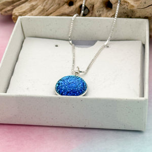 Collier Pendentif reflet bleu vert- technique Murano