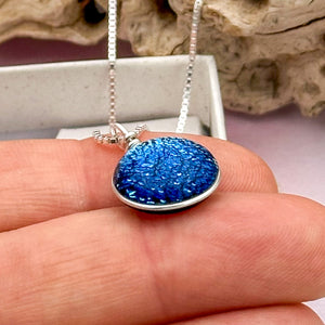 Collier Pendentif reflet bleu vert- technique Murano