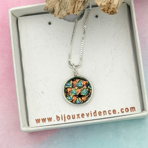 Collier Pendentif en verre de Murano martelé couleurs chaudes