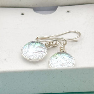 Boucles d'oreilles transparente reflet vert or en verre dichroique - technique Murano