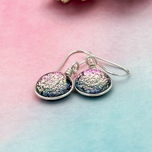 Boucles d'oreilles en verre dichroique rose - technique Murano