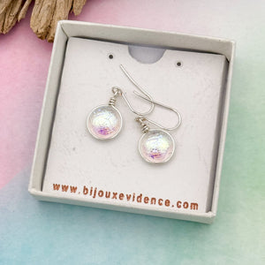 Boucles d'oreilles en verre dichroique transparent or - technique Murano