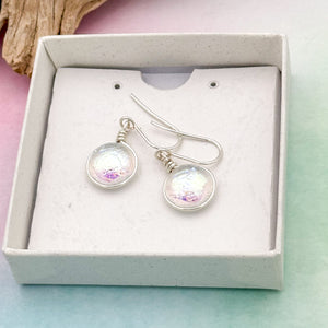 Boucles d'oreilles en verre dichroique transparent or - technique Murano