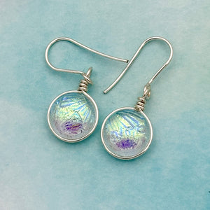 Boucles d'oreilles en verre dichroique transparent or - technique Murano