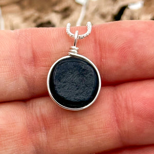 Collier Pendentif texture poinçon en verre dichroïque - technique Murano
