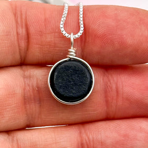Collier Pendentif dégradé bleu en verre dichroïque - technique Murano