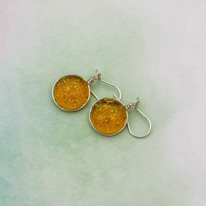 Boucles d'oreilles ambre transparente en verre dichroique - technique Murano