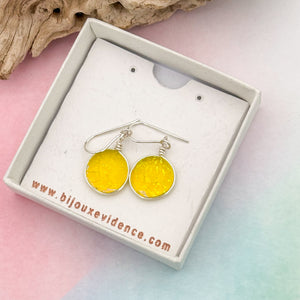 Boucles d'oreilles jaune transparente en verre dichroique - technique Murano
