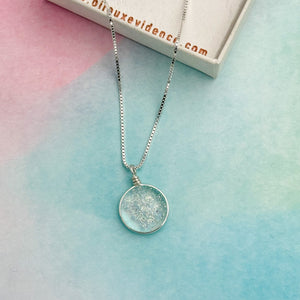 Collier Pendentif transparent en verre dichroïque - technique Murano