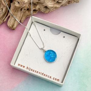 Collier Pendentif turquoise transparent en verre dichroïque - technique Murano