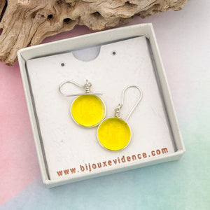 Boucles d'oreilles en verre transparent jaune - technique Murano