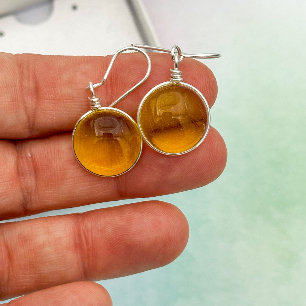 Boucles d'oreilles en verre transparent jaune - technique Murano