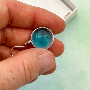 Boucles d'oreilles en verre transparent turquoise - technique Murano