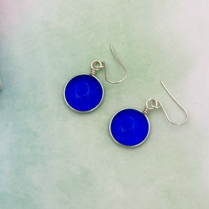Boucles d'oreilles en verre transparent bleu - technique Murano