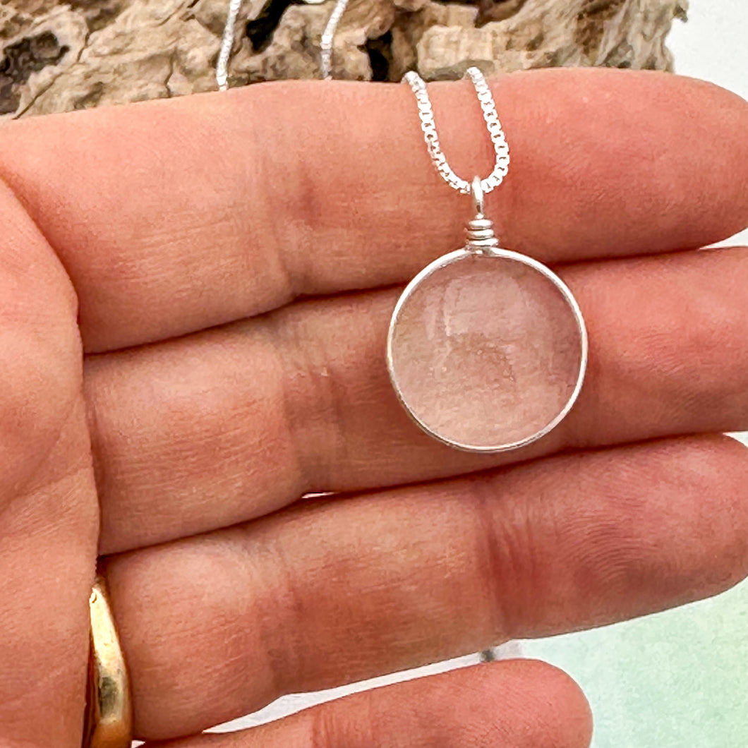 Collier Pendentif en verre transparent - technique Murano