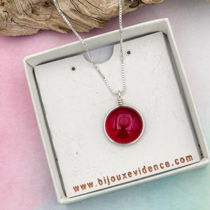 Collier Pendentif en verre rouge transparent - technique Murano