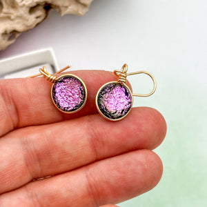Boucles d'oreilles en verre dichroique rose - technique Murano