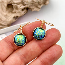 Charger l&#39;image dans la galerie, Boucles d&#39;oreilles en verre dichroique style scarabée - technique Murano
