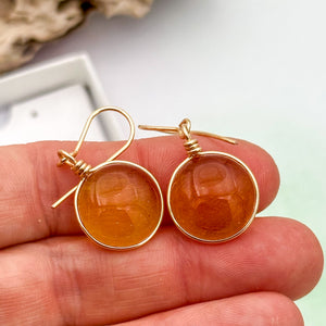 Boucles d'oreilles en verre transparent ambré - technique Murano