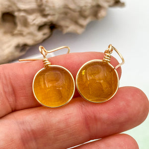 Boucles d'oreilles en verre transparent jaune - technique Murano