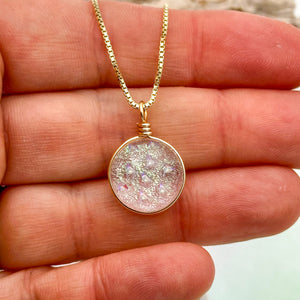 Collier Pendentif transparent en verre dichroïque - technique Murano