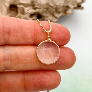 Collier Pendentif en verre transparent - technique Murano