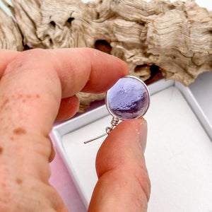 Boucles d'oreilles en verre transparent violet - technique Murano