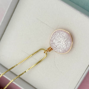 Collier Pendentif rose transparent en verre dichroïque - technique Murano