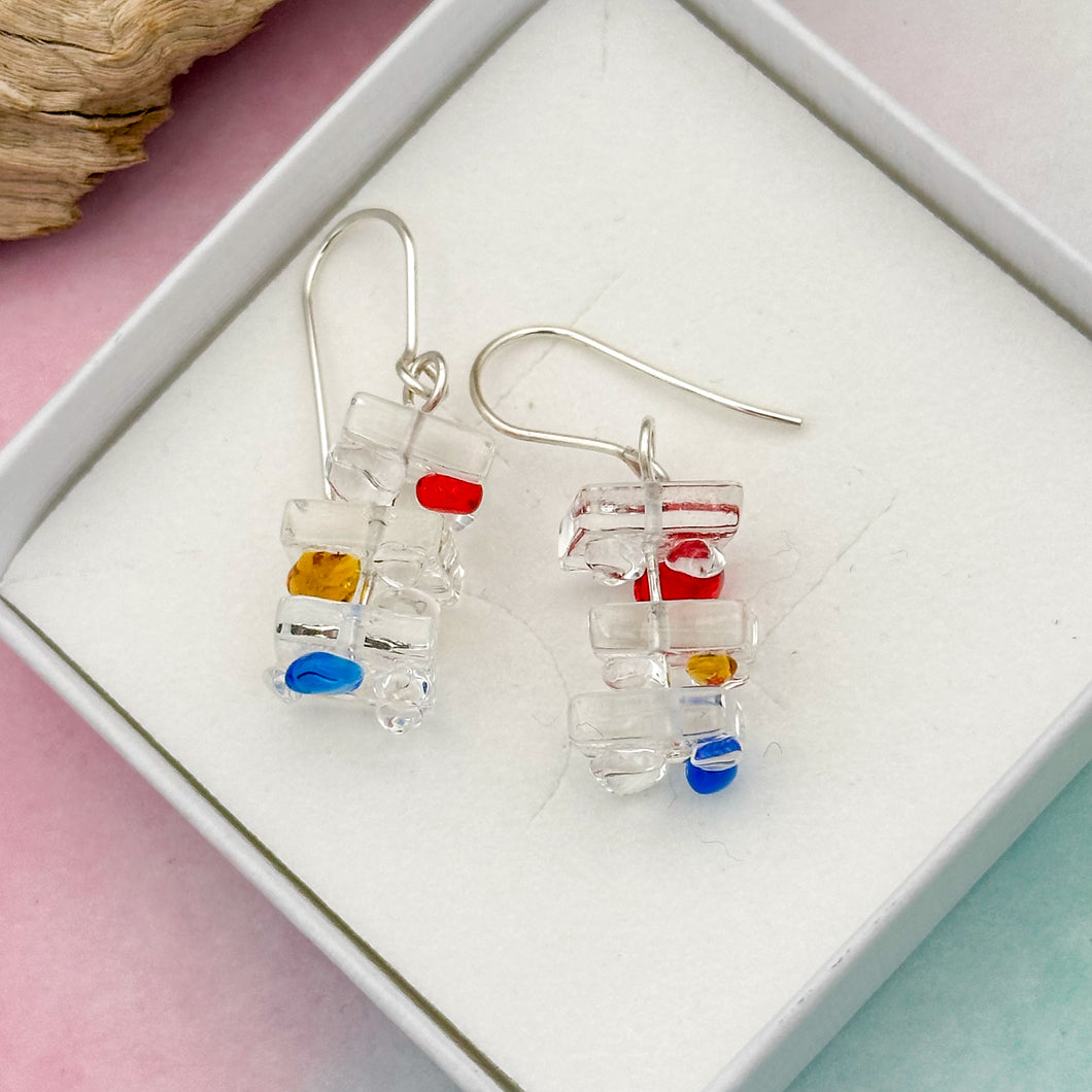 Boucle d'oreille verre et argent - Collection LEGO