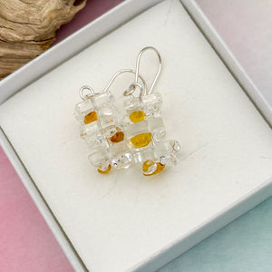 Boucle d'oreille verre et argent - Collection LEGO