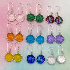 Lot3 de 9  Boucles d'oreilles en verre dichroique
