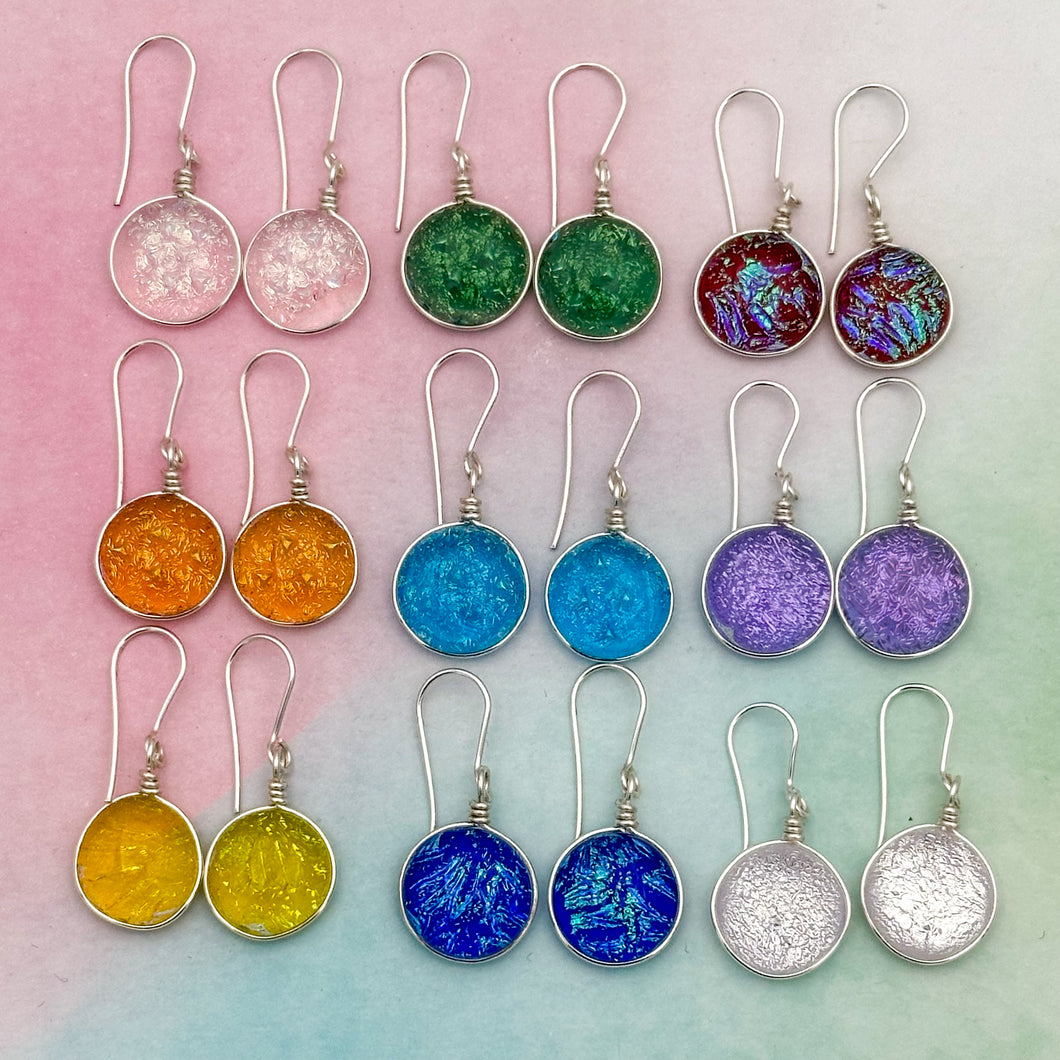 Lot3 de 9  Boucles d'oreilles en verre dichroique
