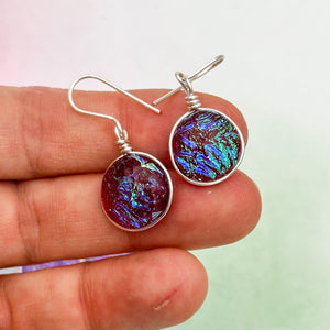 Lot3 de 9  Boucles d'oreilles en verre dichroique