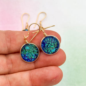 Lot3 de 9  Boucles d'oreilles en verre dichroique