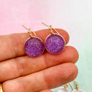 Lot3 de 9  Boucles d'oreilles en verre dichroique