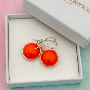 Boucles d'oreilles en verre opaque orange - technique Murano