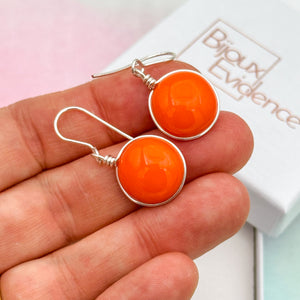 Boucles d'oreilles en verre opaque orange - technique Murano