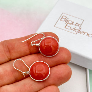 Boucles d'oreilles en verre opaque couleur saumon - technique Murano