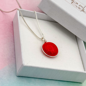 Collier Pendentif en verre opaque rouge - technique Murano