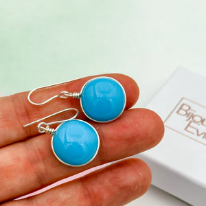 Boucles d'oreilles en verre opaque bleu turquoise - technique Murano
