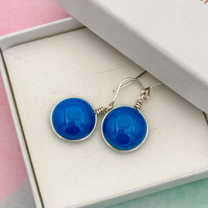 Boucles d'oreilles en verre opaque bleu - technique Murano