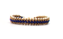 Load image into Gallery viewer, BF-LIB-Bracelet-renaissance-perle-verre-tisse-bijoux-evidence-or-bleu-lapis
