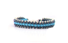 Load image into Gallery viewer, BF-TAH-Bracelet-renaissance-perle-verre-tisse-bijoux-evidence-argent-bleu-turquoise
